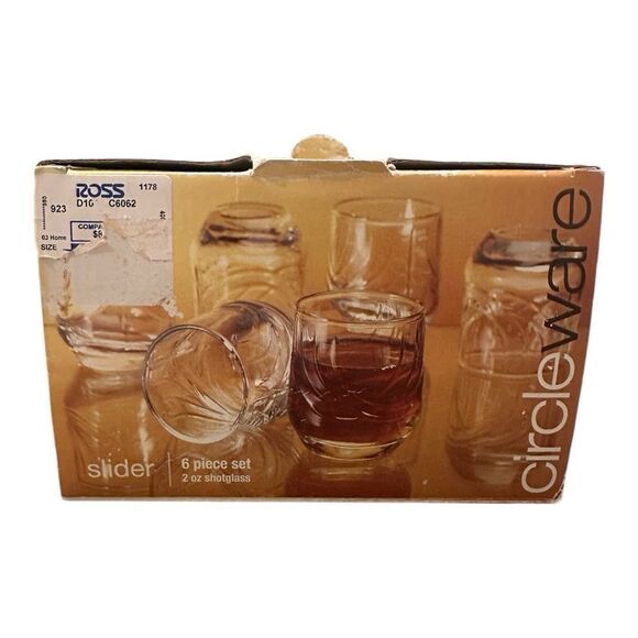 Vintage Set (6) Circleware Slider 2oz Shot Glasses Barware Clear - Picture 4 of 7